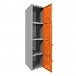 Locker metálico dual grande - 4 puertas naranja